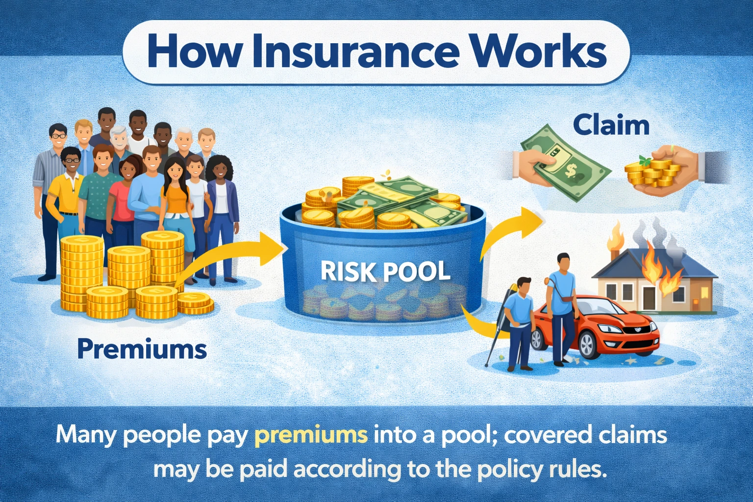 how insurance works premiums risk pooling and claims explained for beginners